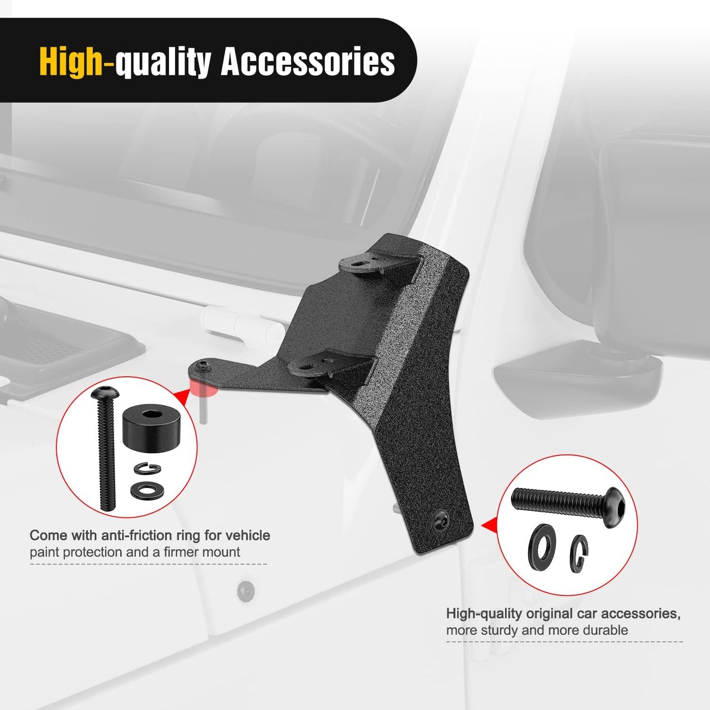 Dual A-Pillar Light Mounts for 2018-2023 Jeep Wrangler JL & Gladiator JT (Black)