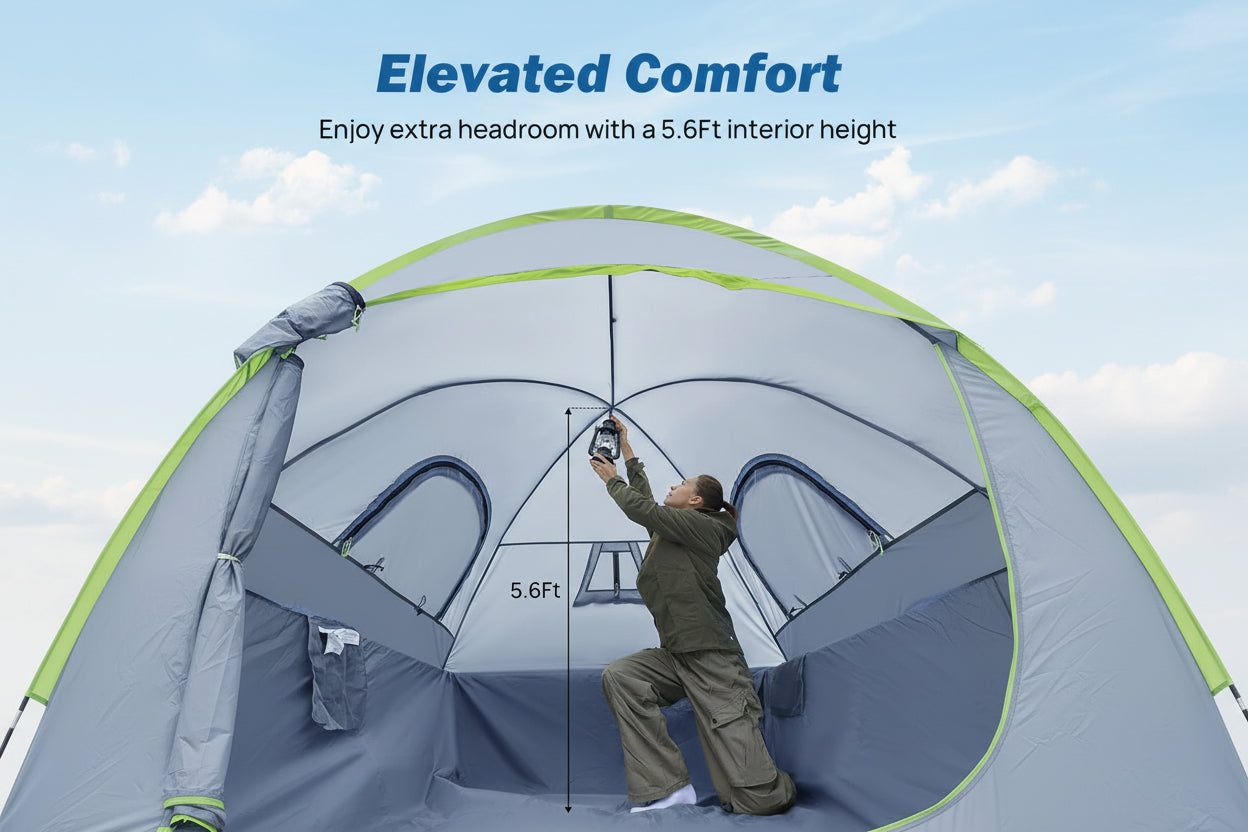 Pickup Truck Tent 2.0 - Double Layer Waterproof PU2000mm for 5.5'-5.8' Beds (2-Person, Green)
