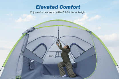 Pickup Truck Tent 2.0 - Double Layer Waterproof PU2000mm for 5.5'-5.8' Beds (2-Person, Green)