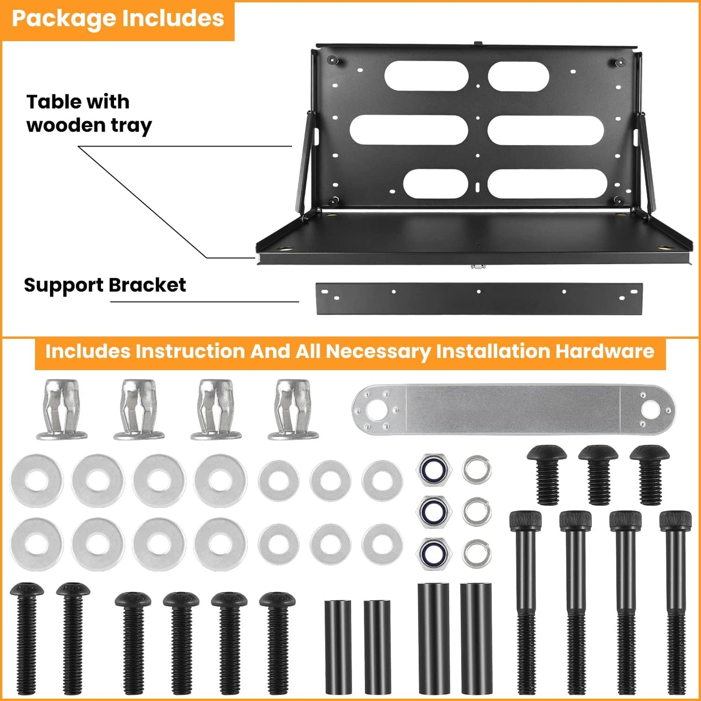 Foldable Tailgate Table for 2007-2024 Jeep Wrangler JK/JL - Cargo Shelf Storage