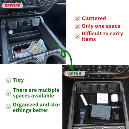 2-PCS Center Console Armrest Tray for 2014-2018 Chevy/GMC HD (Full Console/Bucket Seats Only)