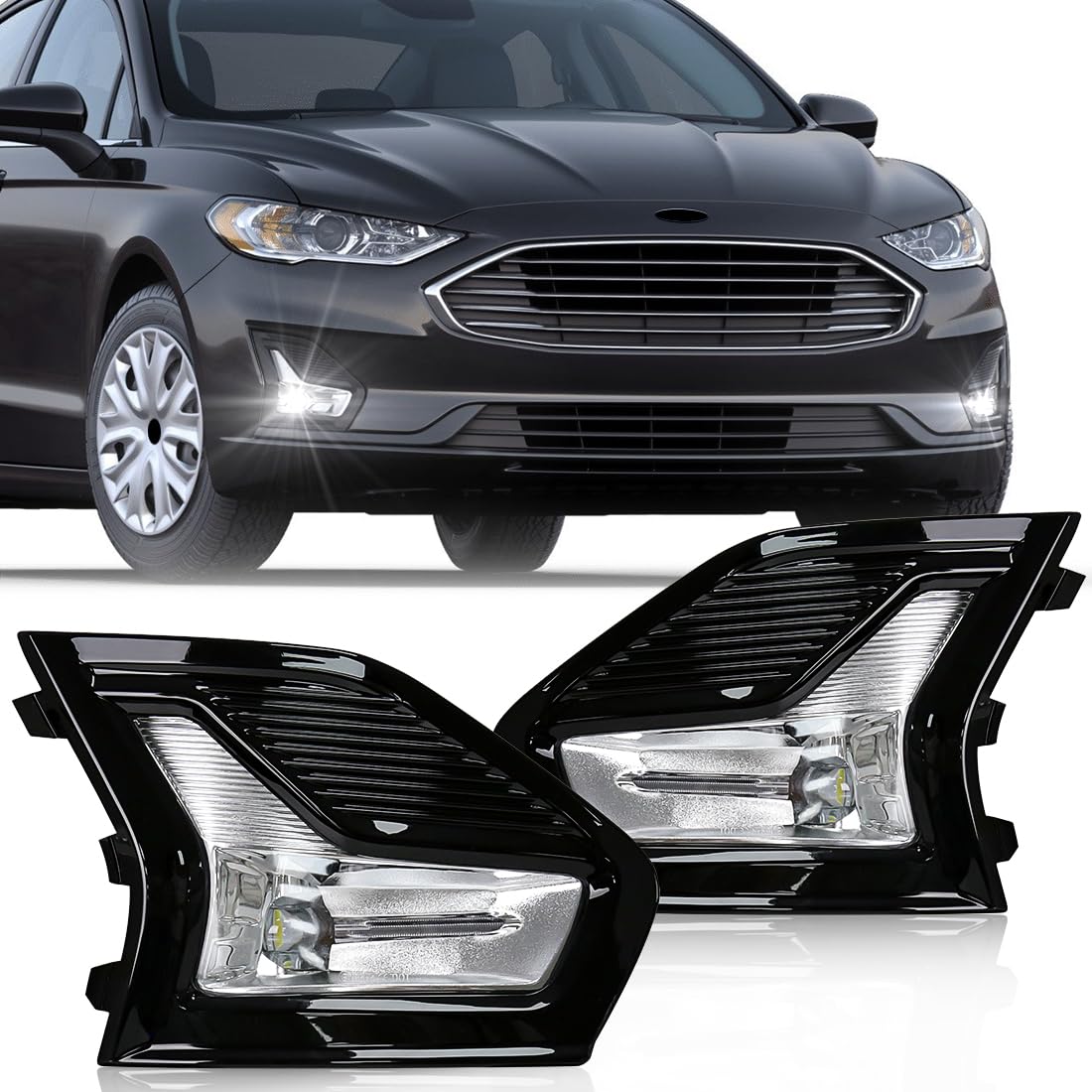 LED Fog Lights for Ford Fusion 2019-2020 with Bezel