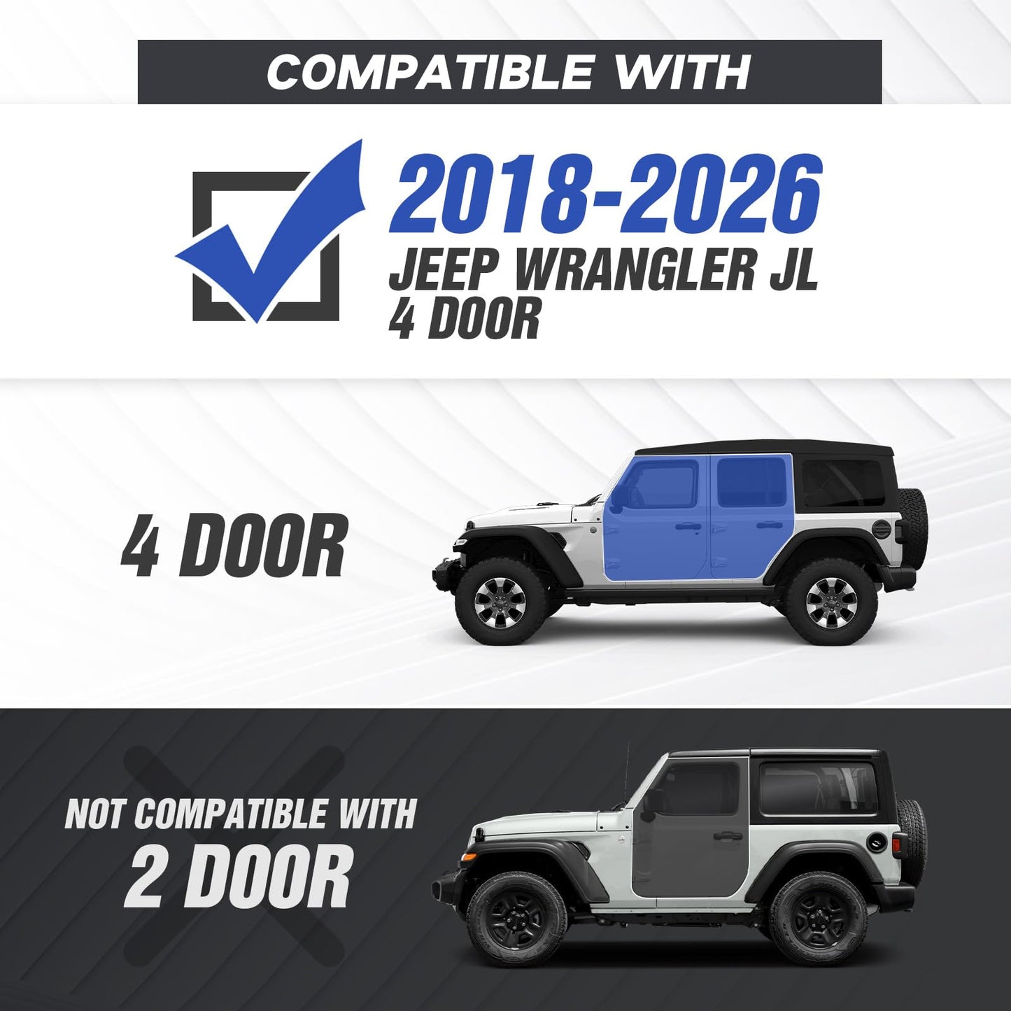 Two-Stair Black Running Boards for 2018-2026 Jeep Wrangler JL 4-Door - Rock Slider Nerf Bars