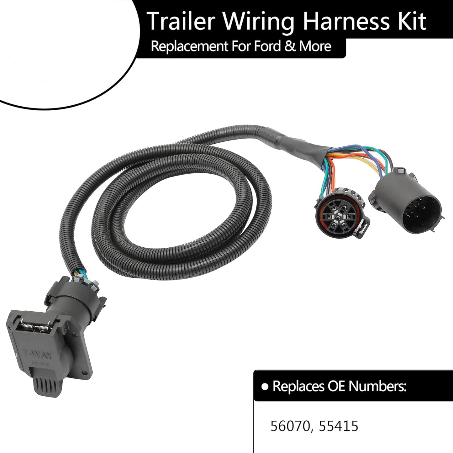 7-Foot 7-Pin Truck Bed Wiring Harness Kit for 1997-2021 Ford F-Series & GM/Ram/Toyota/Nissan - 5th Wheel/Gooseneck Compatible