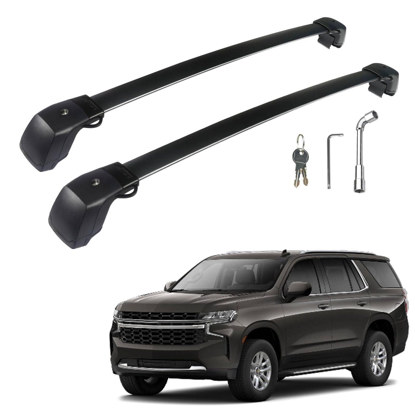 Anti-Theft 440LBS Roof Rack Cross Bars Compatible with 2021-2024 Chevrolet Tahoe, Chevy Suburban, GMC Yukon & Yukon XL, Cadillac Escalade ESV