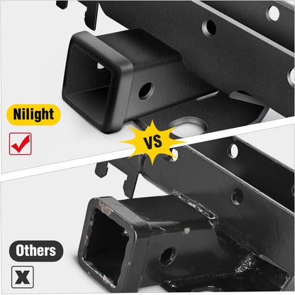Nilight - JK-61A 2" inch Rear Bumper Tow Trailer Hitch Receiver Kit, Compatible for 2007-2018 Jeep Wrangler JK 4 Door & 2 Unlimited, w/4-Pin Wiring Harness (Exclude JL Models)