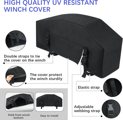 Heavy Duty UV Winch Cover for up to 12000 lb Electric Winches (Black)
