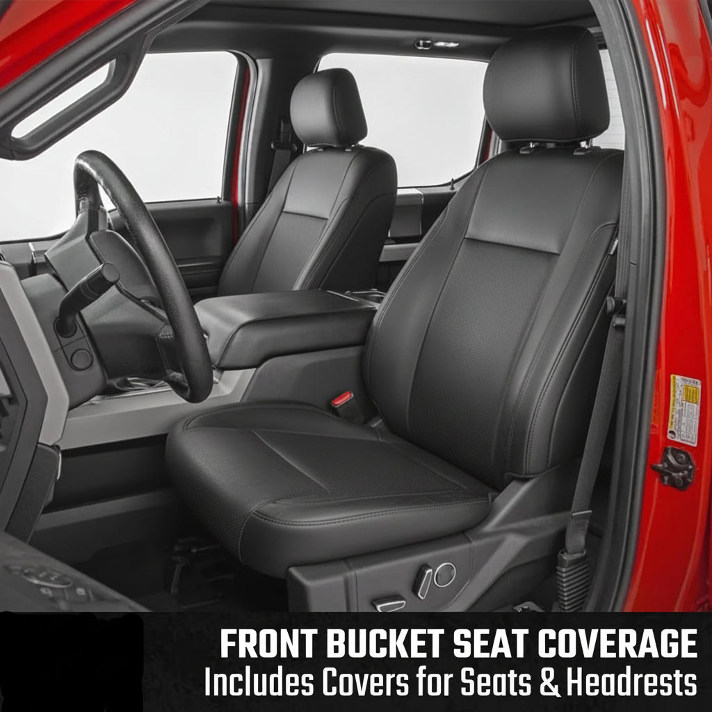 Neoprene Front & Rear Seat Covers for 2015-2026 Ford F-Series Crew Cab (Bucket Seats)