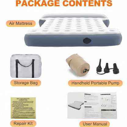 Inflatable Truck Bed Mattress for 6-6.5ft Short Beds - Full Size, w/Wireless Rechargeable Air Pump