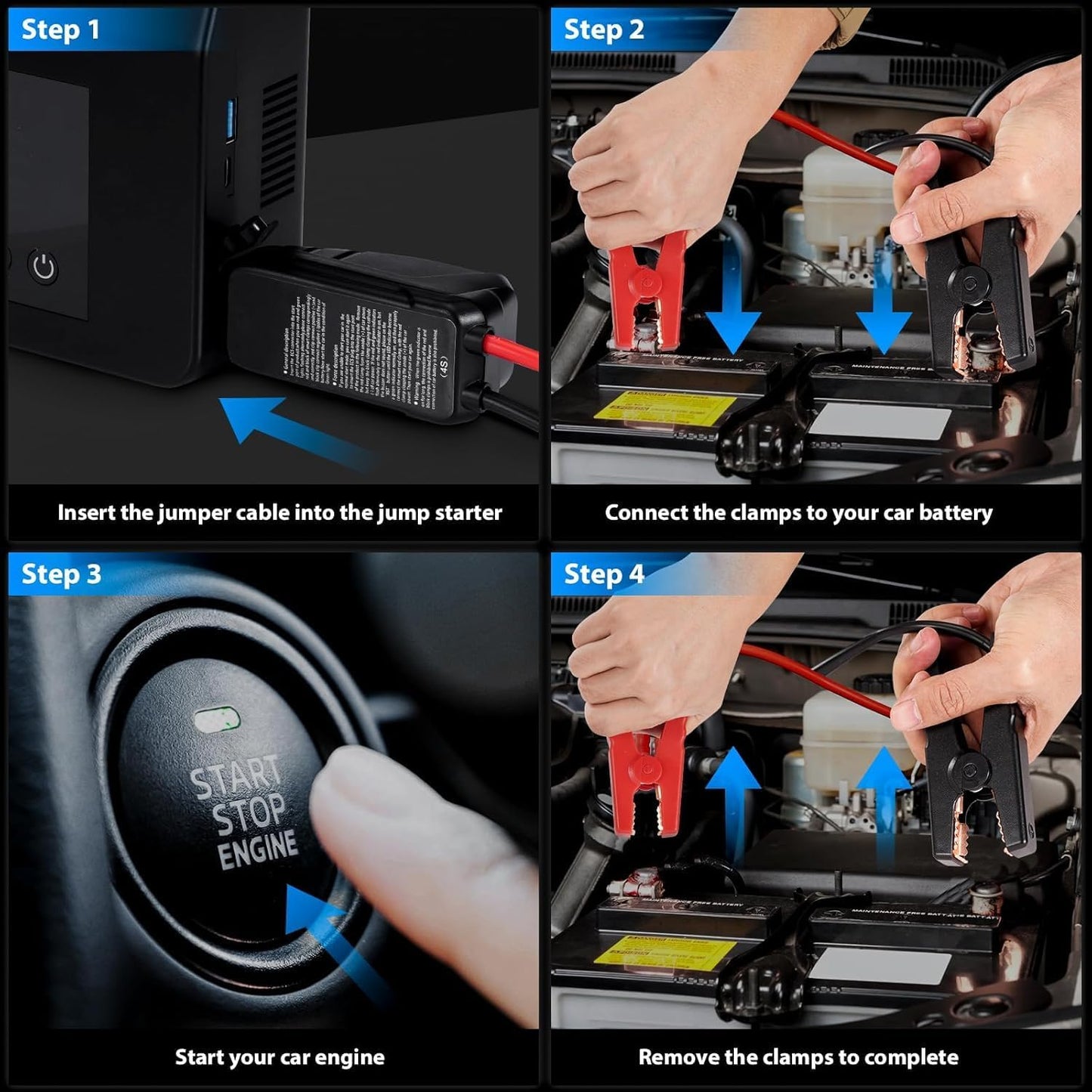 4000A Jump Starter & 150PSI Air Compressor - 15000mAh Power Bank for All Gas/8.0L Diesel, Type-C