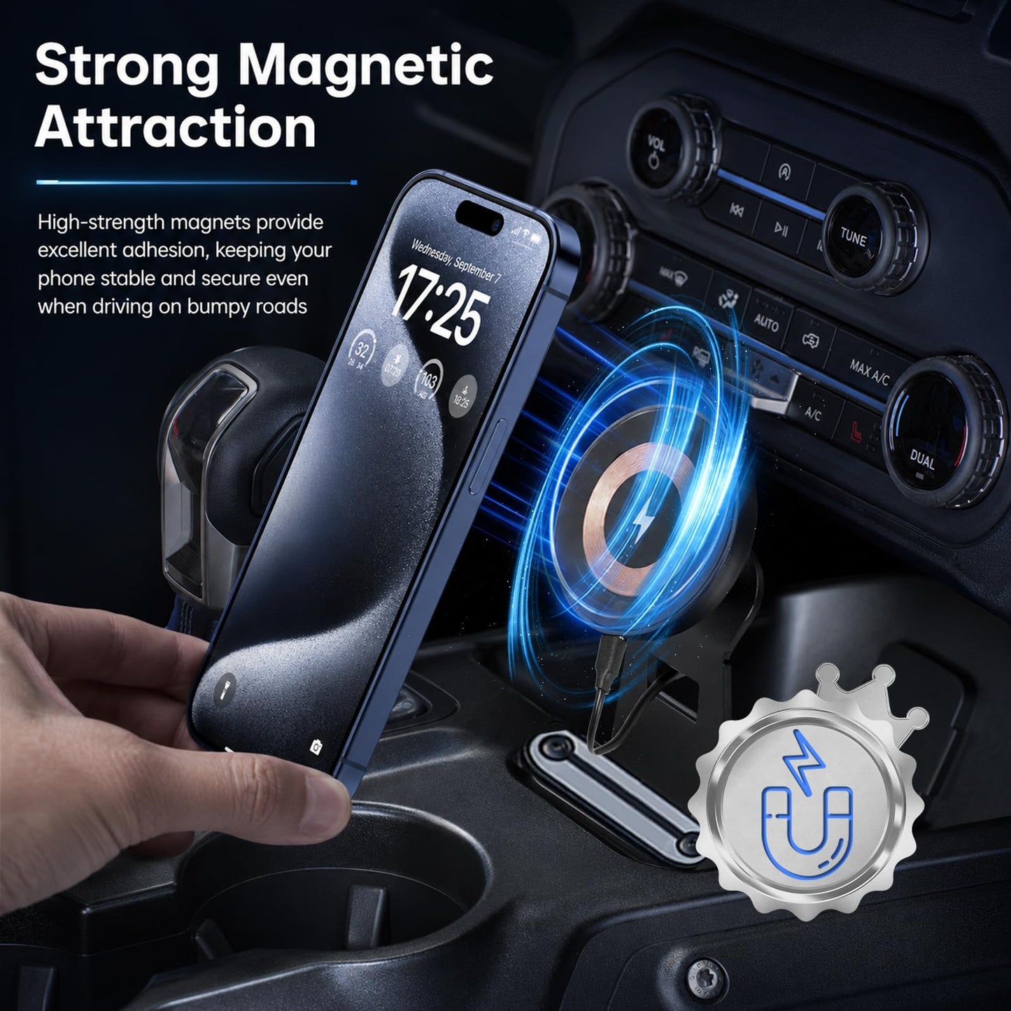Magnetic Wireless Car Charger Mount for Ford Bronco