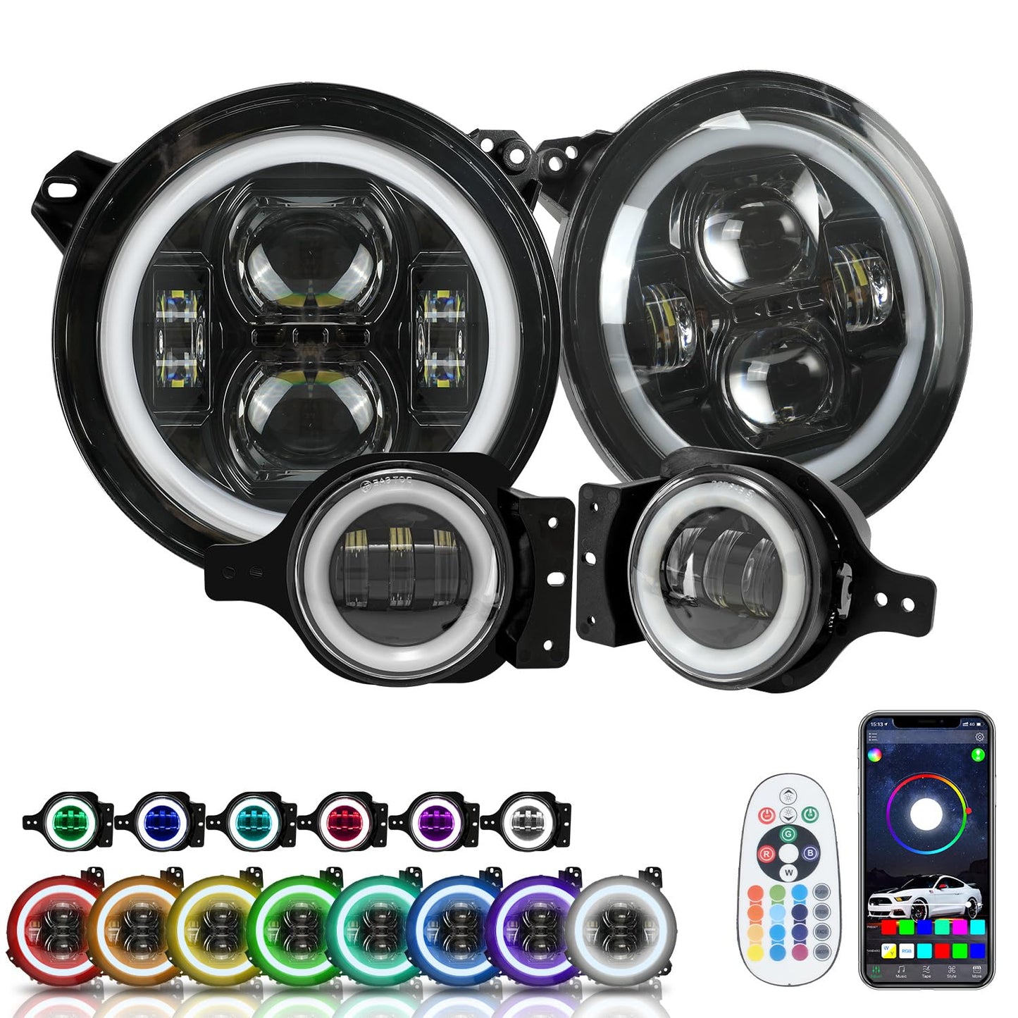 JL JT 9" RGBW Halo Fog Lights with App Control and Music Mode
