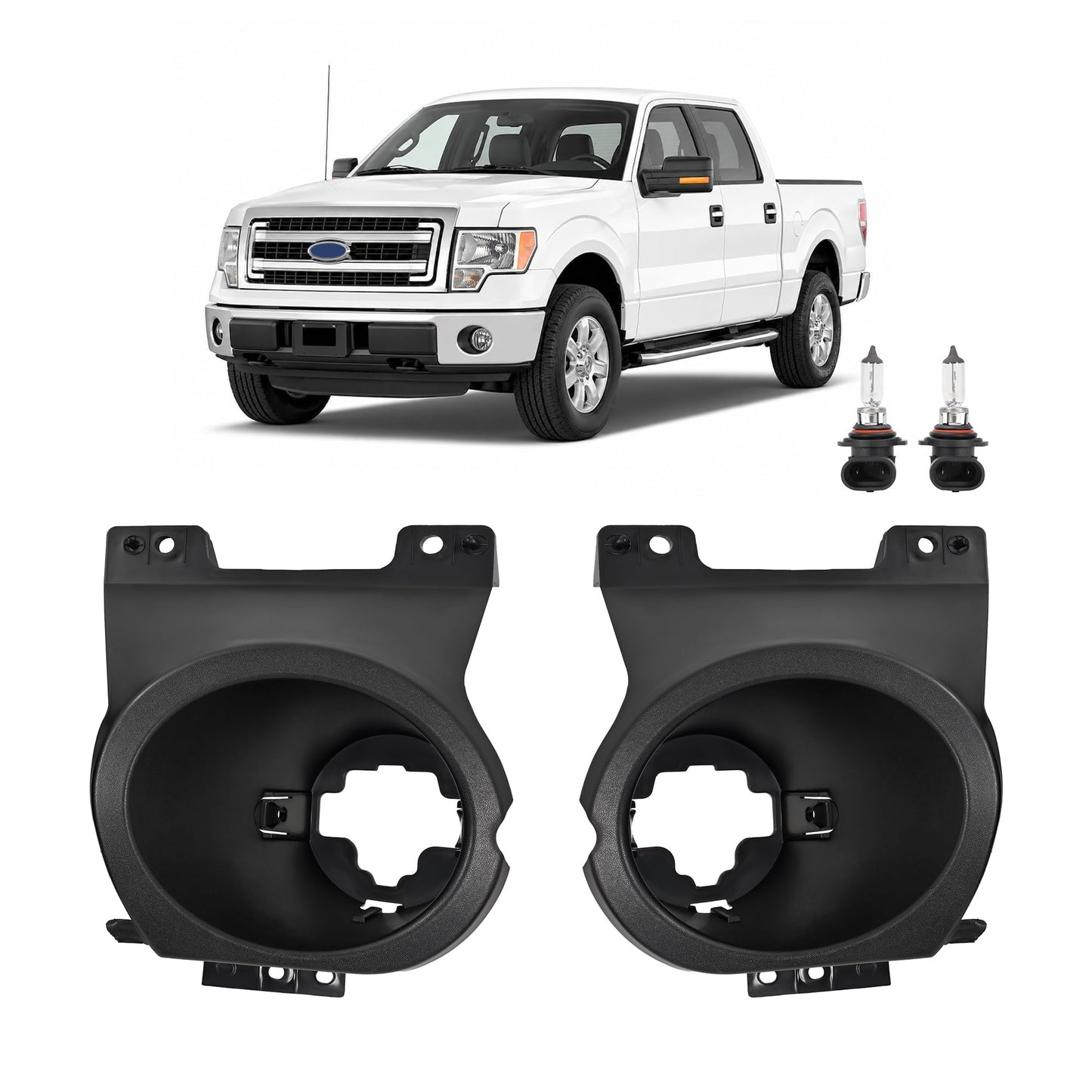 Ford F-150 Fog Light Bezel with H10 Bulbs, Black Trim