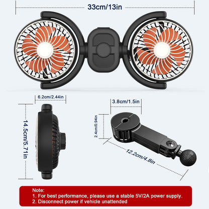 Kids' Backseat Car Fan: USB, 3 Speeds, 360° Rotatable Cooler