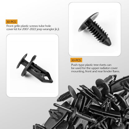 5-in-1 Push-Type Plastic Rivet Kit (150PCS) for 2007-2024 Jeep Wrangler & Grand Cherokee - Replaces 6503598