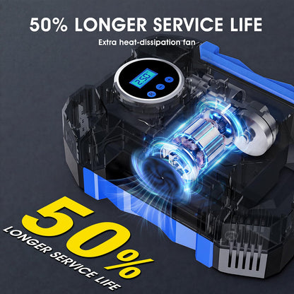 12V Portable Digital Tire Inflator with LED Light - Car Auto Air Compressor
