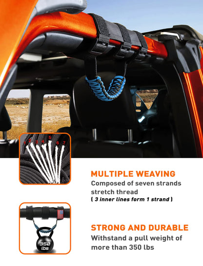4-Pack Blue Roll Bar Grab Handles for Jeep Wrangler & Gladiator (Universal Fit)