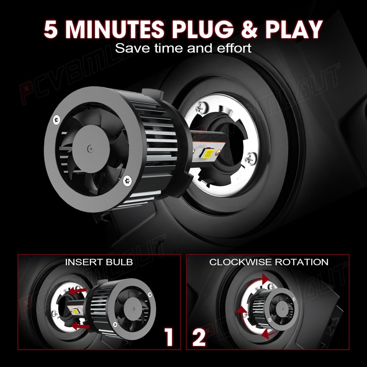 Compatible For DODGE RAM 1500 2500 3500 2009-2018, 9005 High Beam H11 Low Beam 9145/9140/H10 Fog Light Bulbs, 6500K White, 500% Brightness with Cooling Fan, Plug and Play, Waterproof, Pack of 6