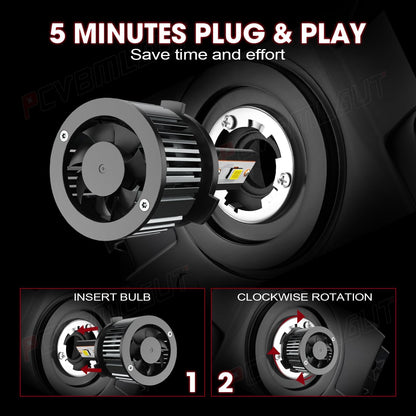 Compatible For DODGE RAM 1500 2500 3500 2009-2018, 9005 High Beam H11 Low Beam 9145/9140/H10 Fog Light Bulbs, 6500K White, 500% Brightness with Cooling Fan, Plug and Play, Waterproof, Pack of 6