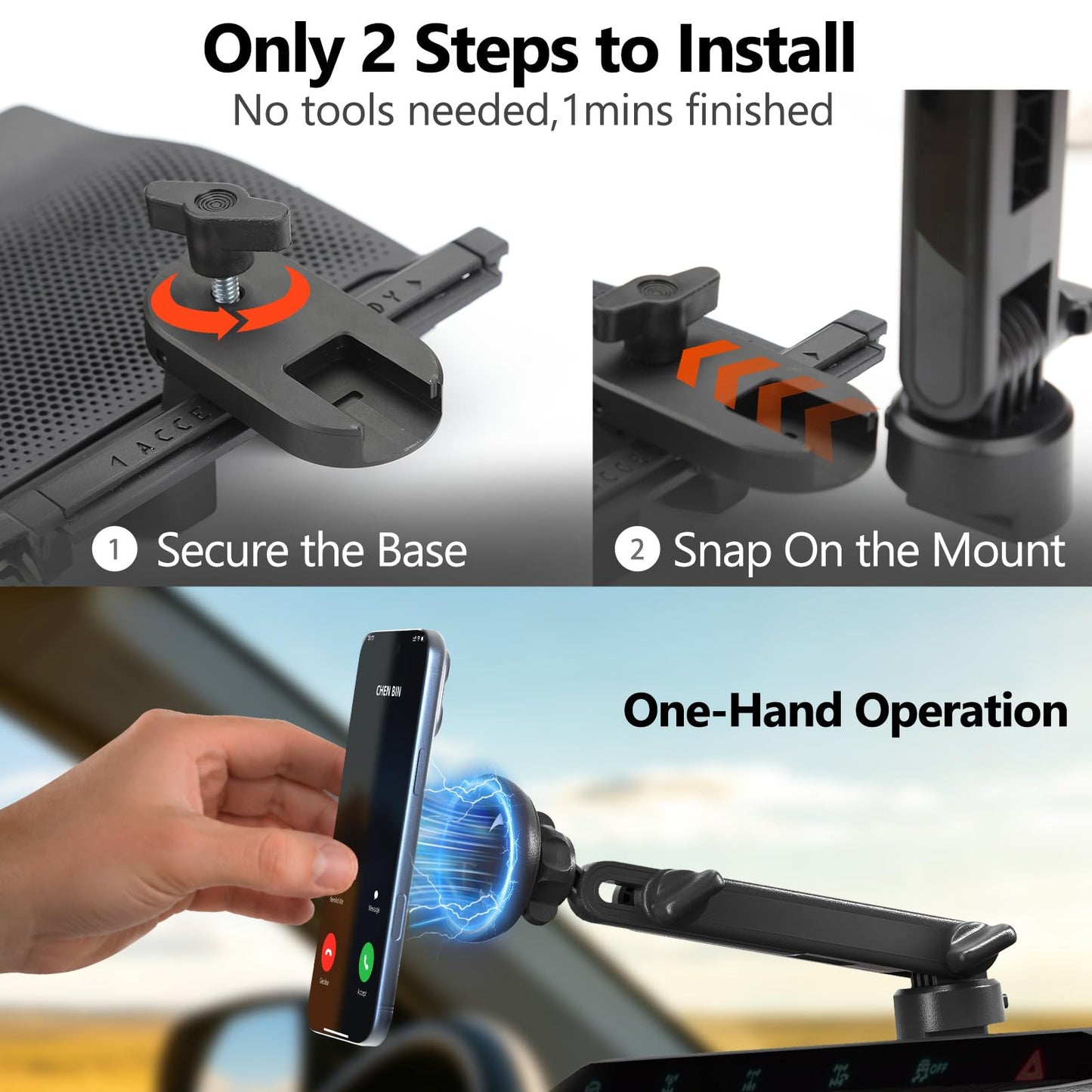Ford Bronco Magnetic Phone Mount, Long-Adjustable, Tool-Free