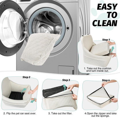 Dog Booster Car Seat for Medium Dogs Up to 40lbs Pets with 2 Clip-On Leashes