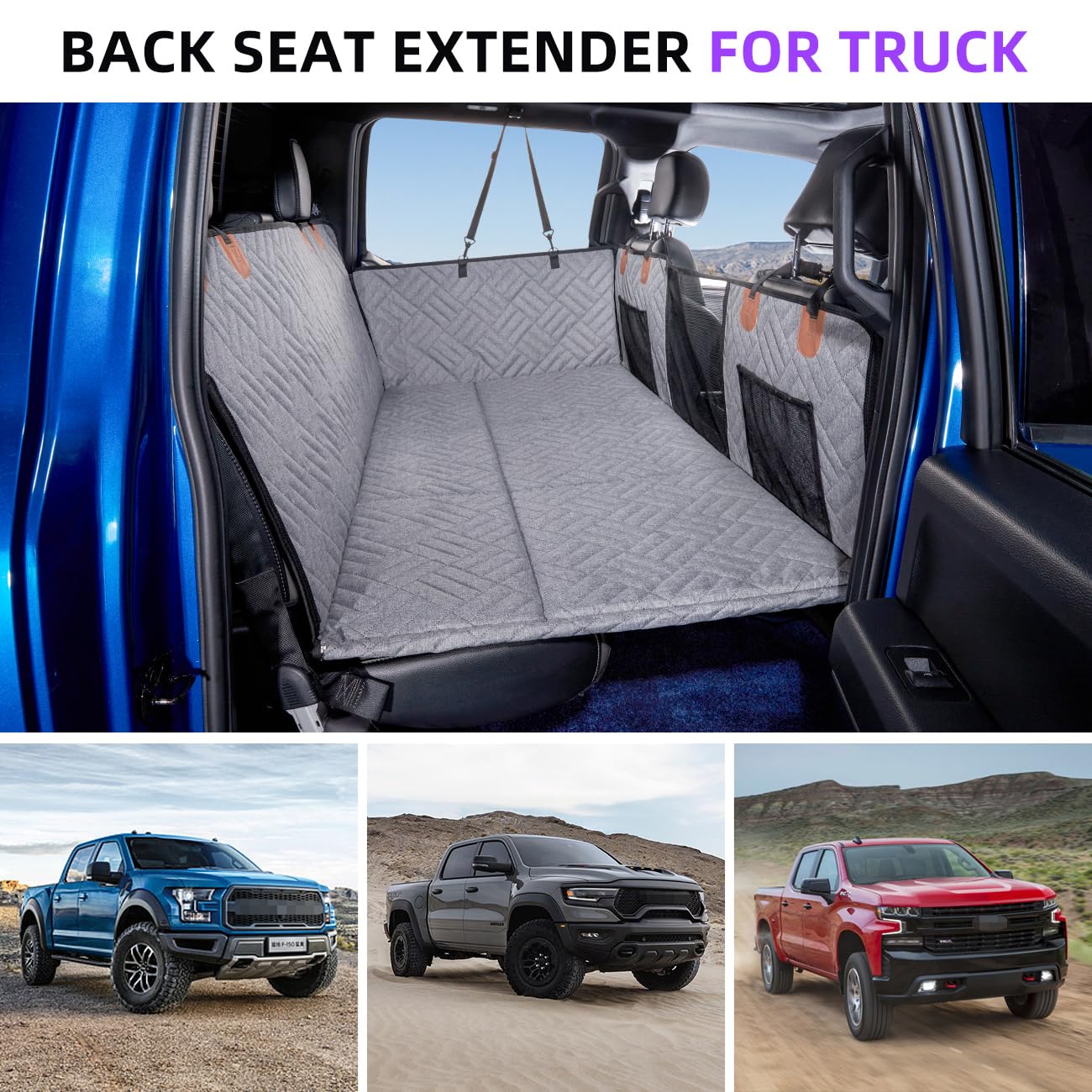 Dog Seat Cover and Bed for Trucks for F150, RAM1500, Silverado - Non-Inflatable Pet Mattress - OHMU