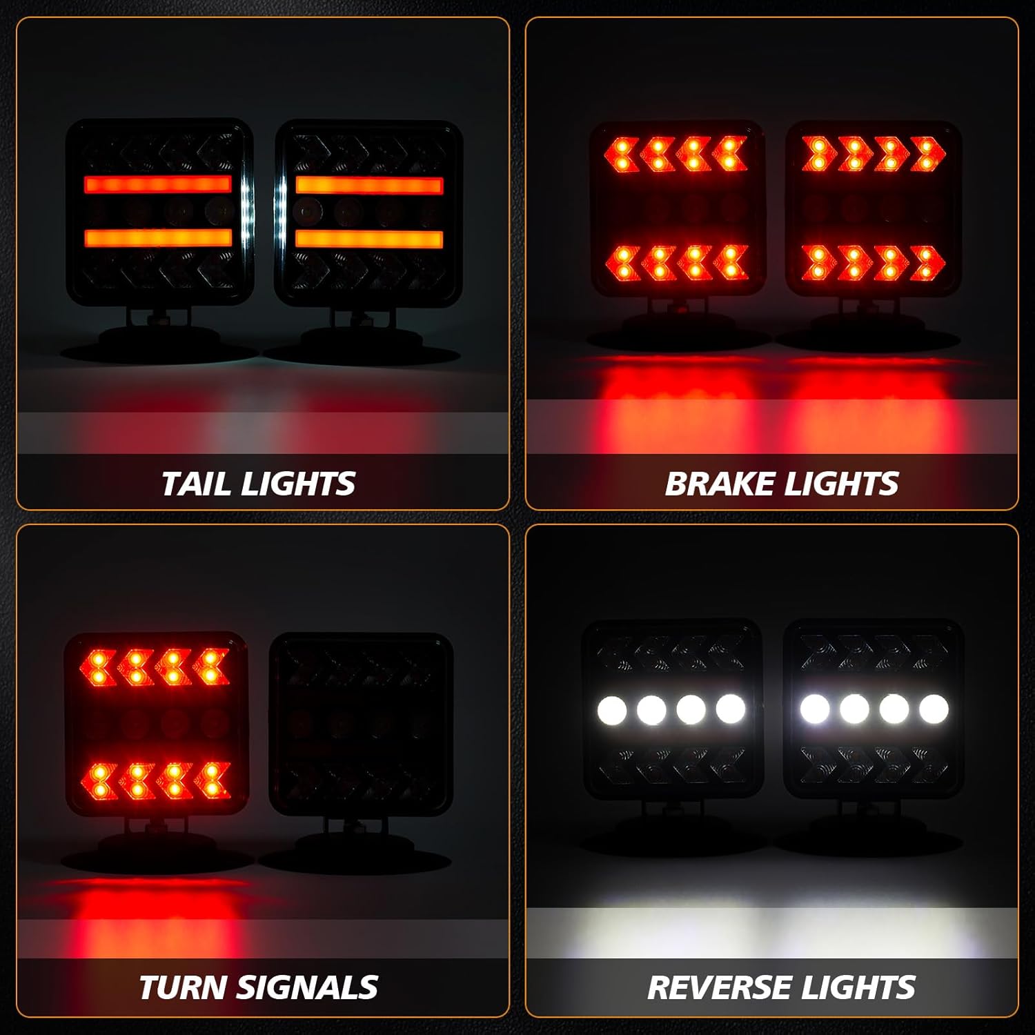 Wireless Trailer Lights – Magnetic Trail Lights Upgraded 2.4GHz Transmission with Strobe Mode Reverse Lights Multifunction Towing Lights Kit for Trucks, Boat, RV, Vehicle, Caravan