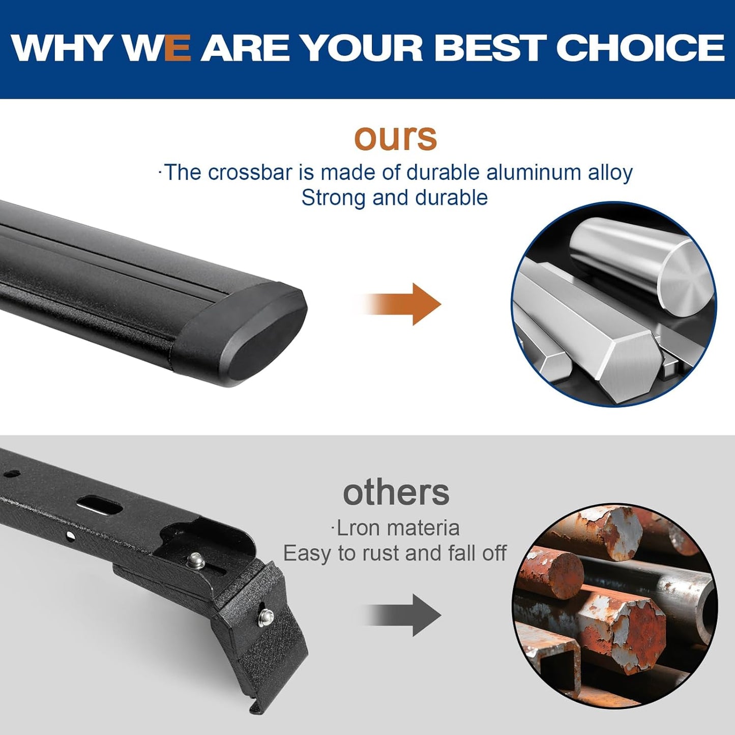 330 lb Roof Rack Cross Bars for 2007-2026 Jeep Wrangler & Gladiator - Aluminum (2/4-Door)