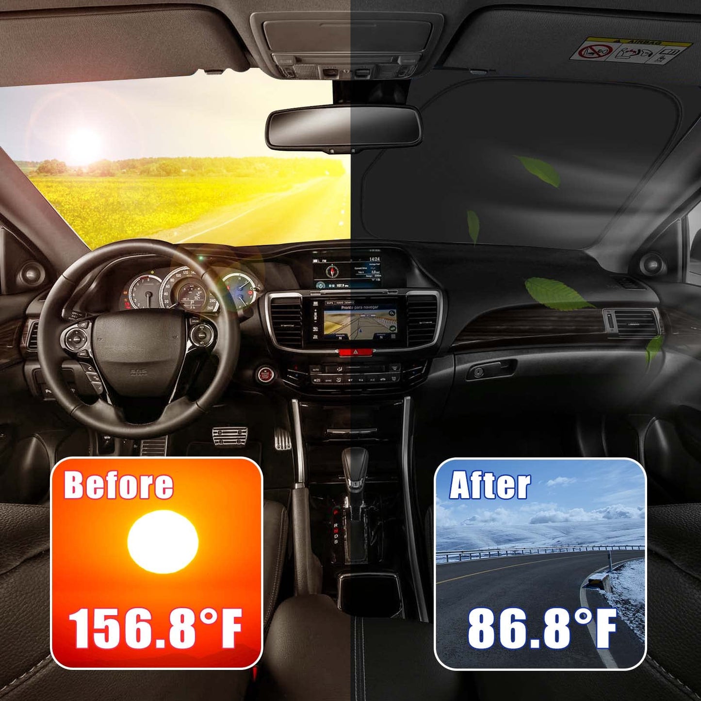 American Flag Windshield Sun Shade for Jeep Wrangler & Gladiator (4-Layer Coating with Pouch)