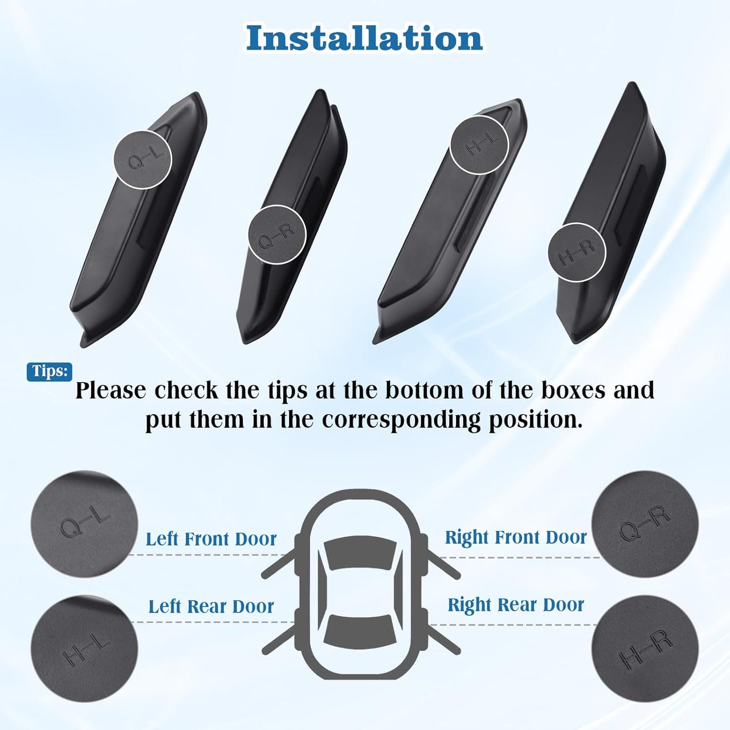 4-PCS Door Handle Storage Box for 2021-2025 Ford Bronco 4-Door (Black)