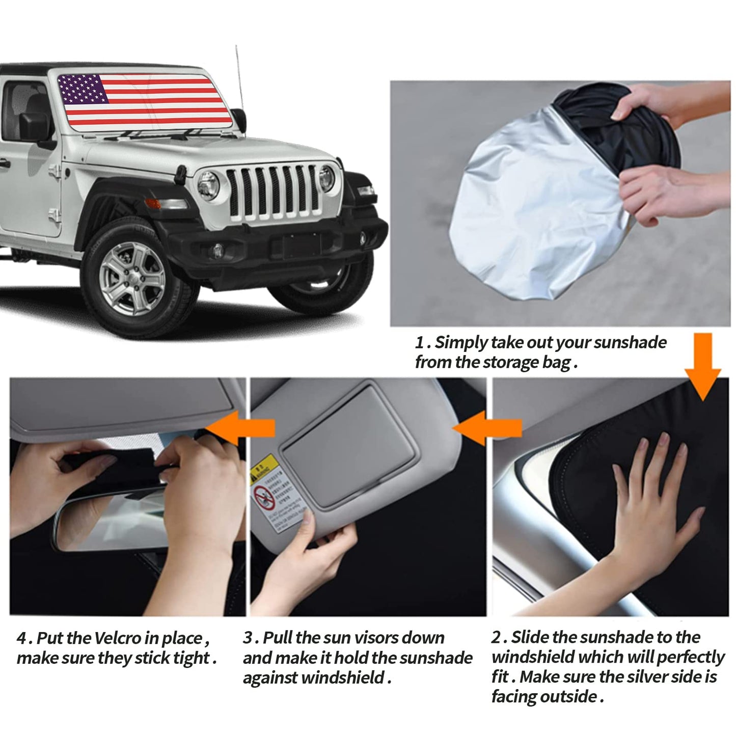 Upgrade Foldable Windshield Sun Shade for 2018-2023 Jeep Wrangler JL