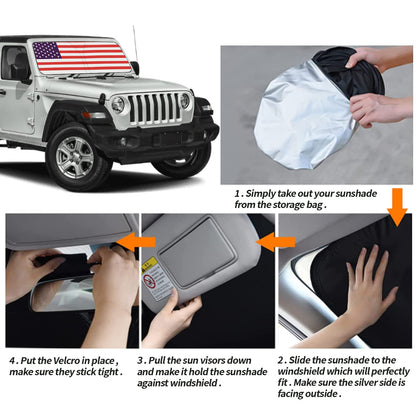 Upgrade Foldable Windshield Sun Shade for 2018-2023 Jeep Wrangler JL
