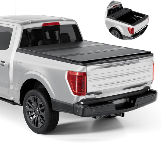 FRP Hard Tri-fold Tonneau Cover Fold Truck Bed Covers Compatible with 2015-2026 Ford F150 | F150 Lightning 5' 5" Bed (66")