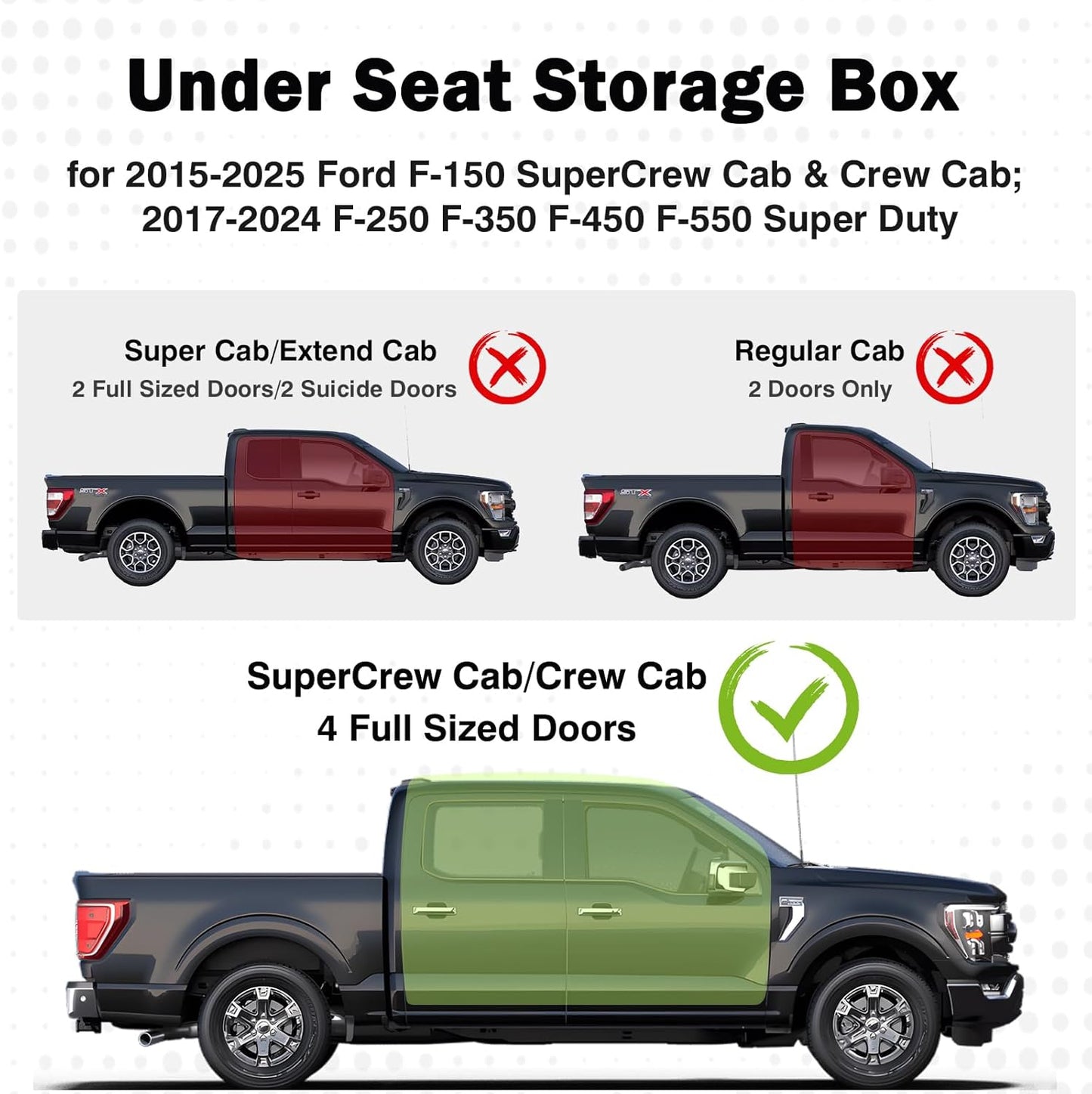 Under Seat Storage Organizer for 2015-2026 Ford F-150 & 2017-2025 F-Series Super Duty (Black)