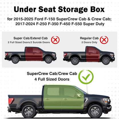 Under Seat Storage Organizer for 2015-2026 Ford F-150 & 2017-2025 F-Series Super Duty (Black)