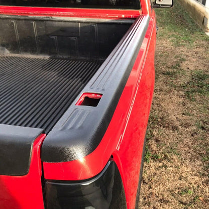 Black Ribbed Bed Rail Caps (2-PCS) for 1999-2006 Chevy/GMC 1500/2500/3500 Classic w/Stake Holes - 6.5' Bed
