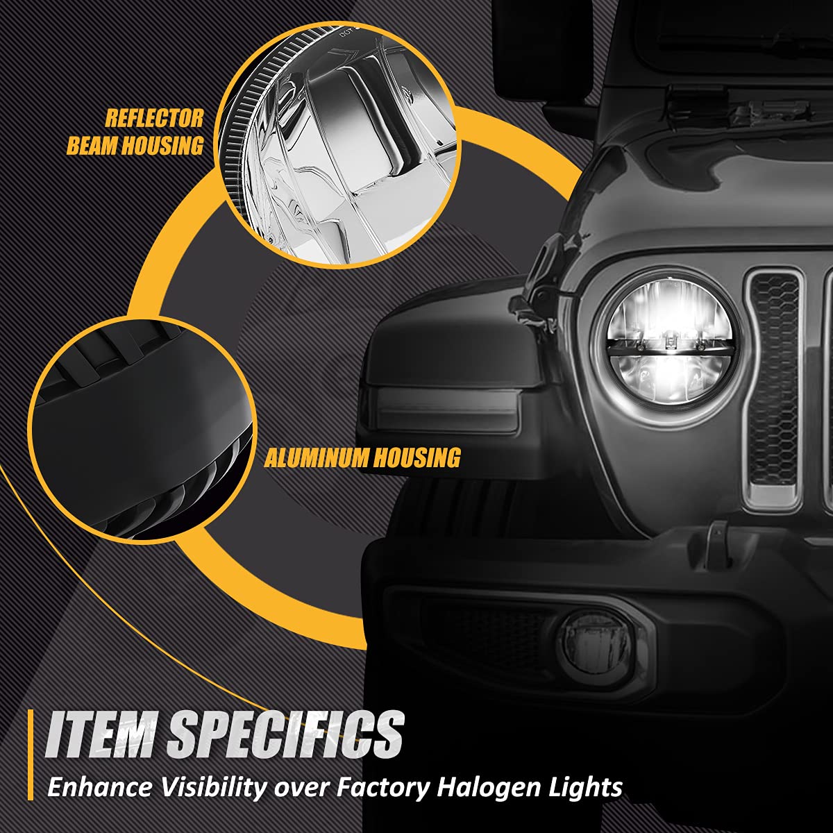 DOT Approved 7" LED Headlights - Compatible with 97-18 Jeep Wrangler (Chrome)