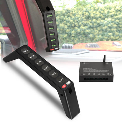 JL Gladiator Grab Handle Switch Panel, Aluminum, 6-Gang, Strobe Mode