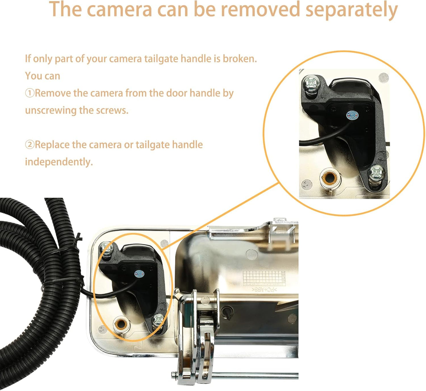 Tailgate Handle Backup Camera for 2007-2014 Chevy/GMC HD/1500 - 170° View, Waterproof