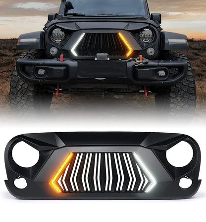 Jeep Wrangler JK Matte Black Grill with Integrated LED Turn Signals & DRLs (2007-2018)