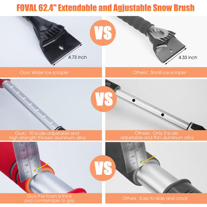 62.4" Snow Brush with Ice Scrapers for Car Windshield For Trucks SUVs