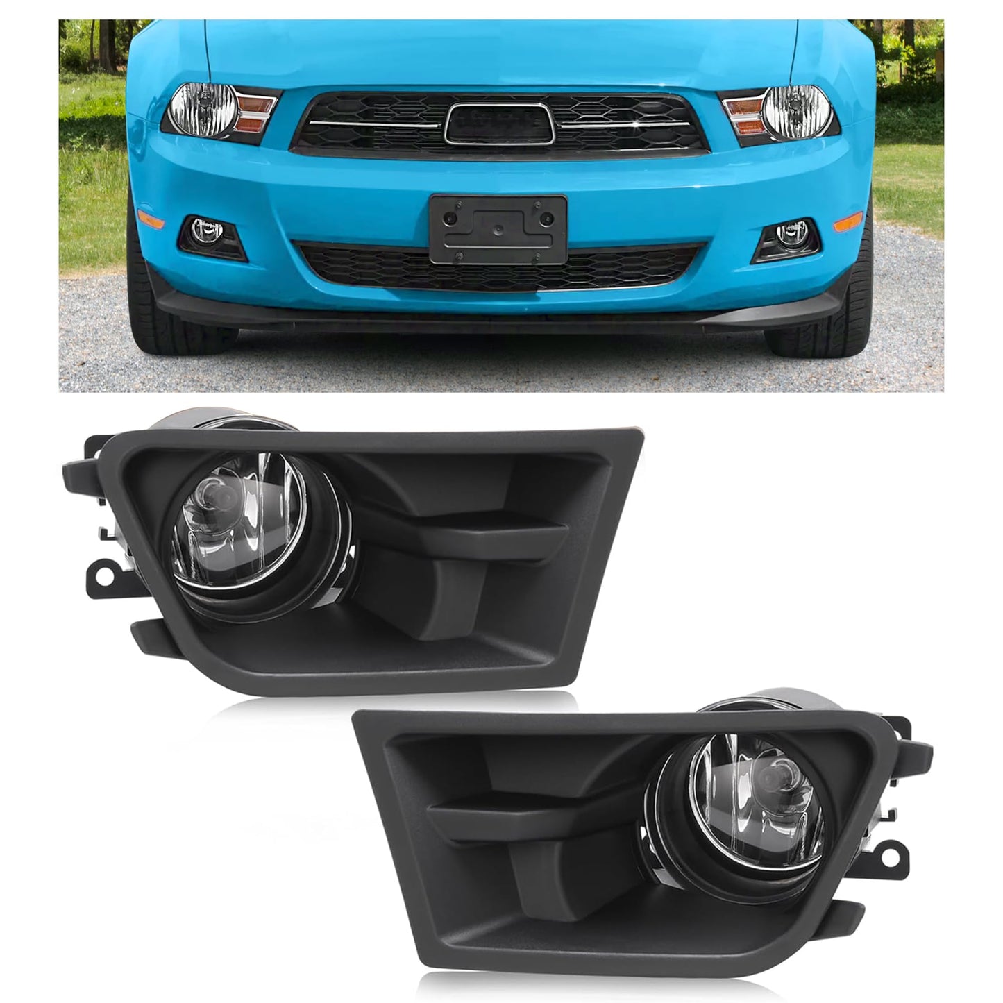 Ford Mustang V6 Fog Lights, Bezel Trim, Clear Lens