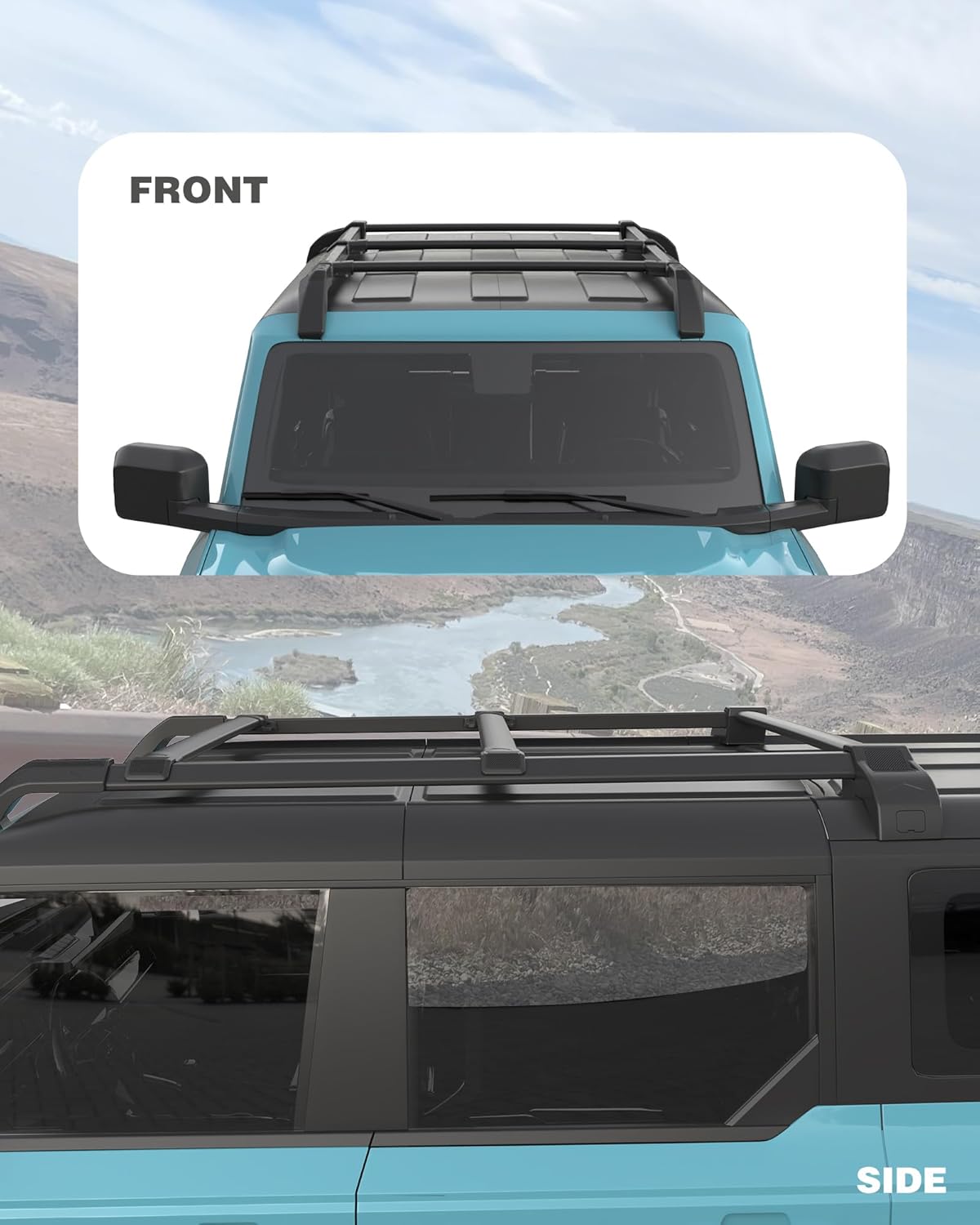 5PCS Cross Bars Roof Rack Rails Kit Fit for Ford Bronco Hard TOP 2Door & 4Door 2021-2025, Rooftop Luggage Rack Crossbars Cargo Carrier Accessories