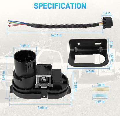 7/4 Pin Trailer Harness with Mounting Bracket - Adapter Plug for USCAR Multi-Tow Pickup Trucks