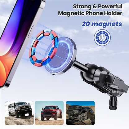 Steel Phone Mount for 2019+ Ram 1500/2500/3500/TRX - Dual Head Magnetic & Clamp, USA Flag Design, OEM Dash Screw Mount