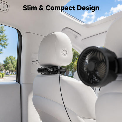 Car Seat Fan 2 Pack, 3 Speeds USB Powered, Headrest Mount with Airflow Switch
