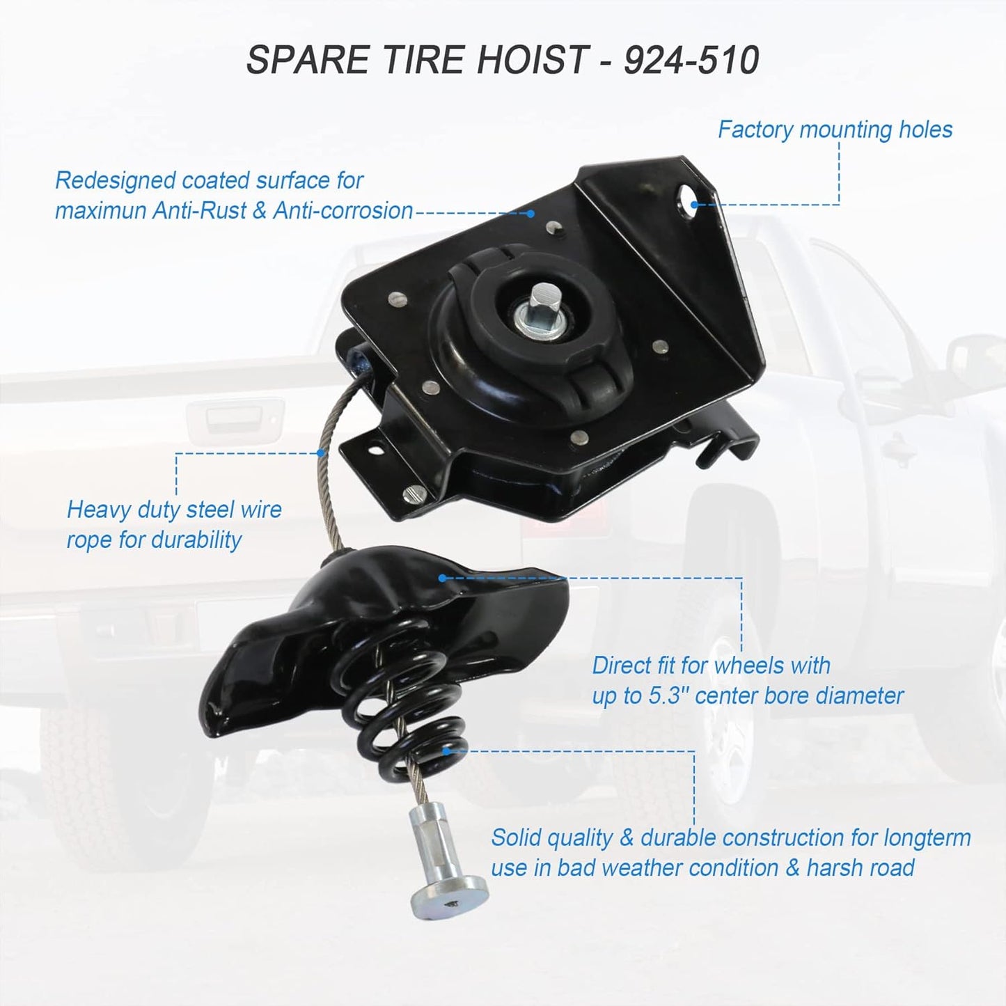Spare Tire Winch Hoist for Chevy/GMC Sierra 1500/2500 - Replaces 924-510/20870067/15703311/15866164