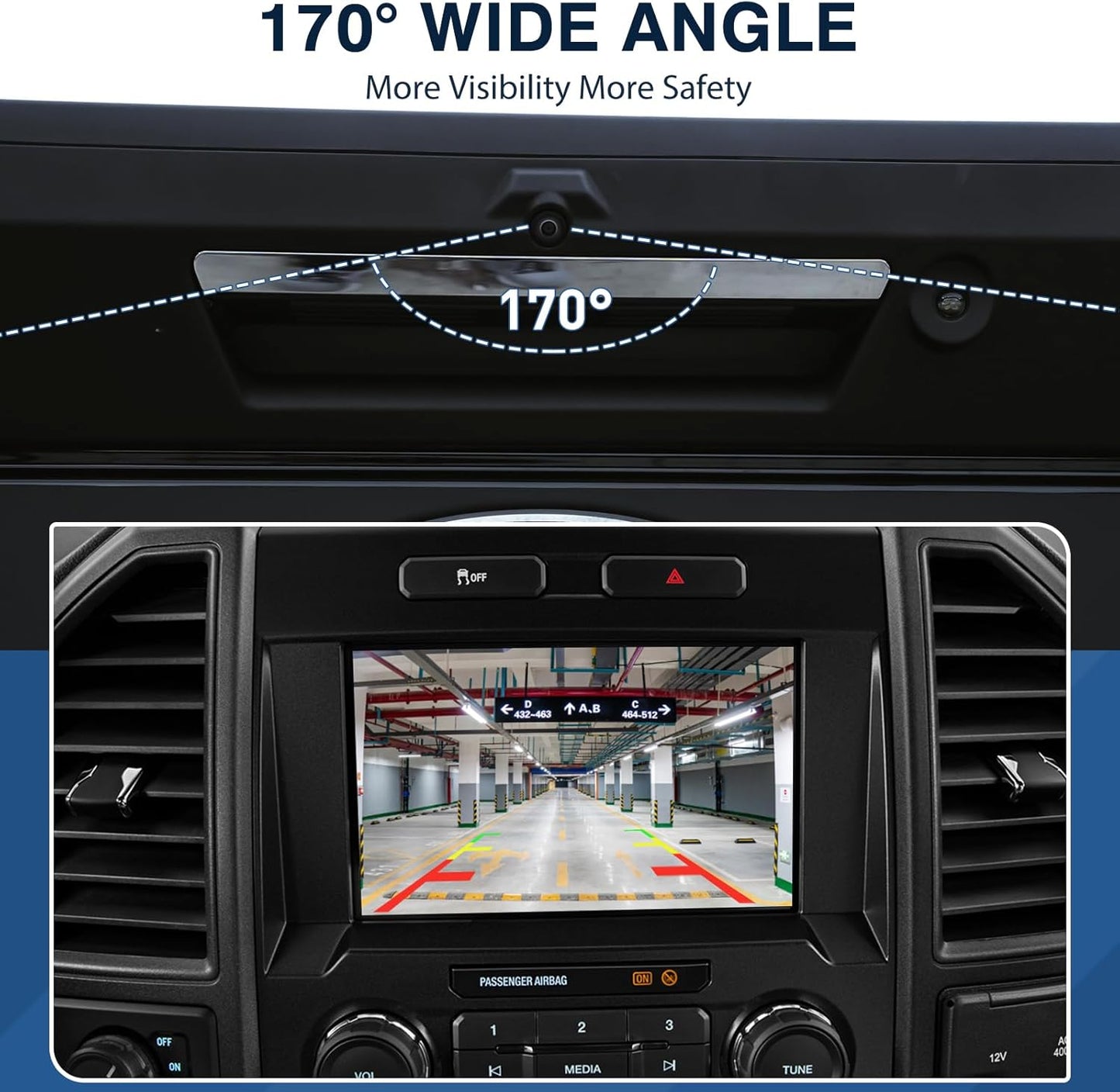 FL3Z-19G490-D Backup Camera Rear View Camera Fit for F-150 2015-2017 Fit for Ford Lobo 2018-2019 Parking Park Assist Camera Replaces #FL3Z19G490D FL3Z-19G490-B FL3Z19G490B FO1960101