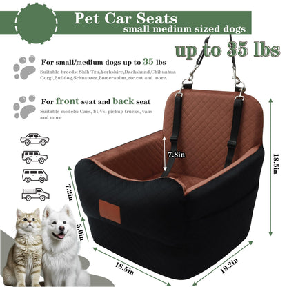 Memory Foam Dog Car Bed with Seat Belt, Non-Slip, Washable