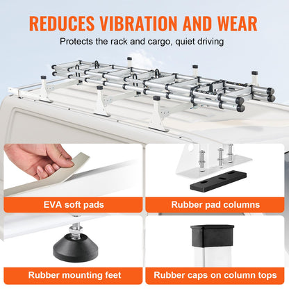 54" Heavy-Duty Van Roof Ladder Rack (3 Bars) - 800 lb Capacity for Ford Transit (2015-2022)